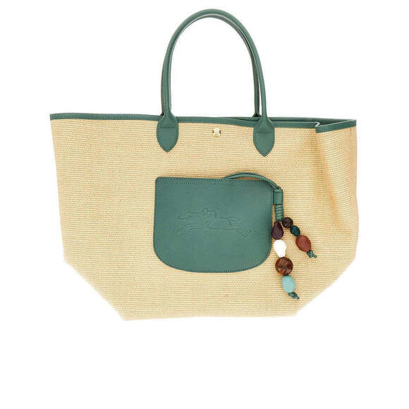 Longchamp Handbags - Longchamp Leather And Raffia Shopping Bag